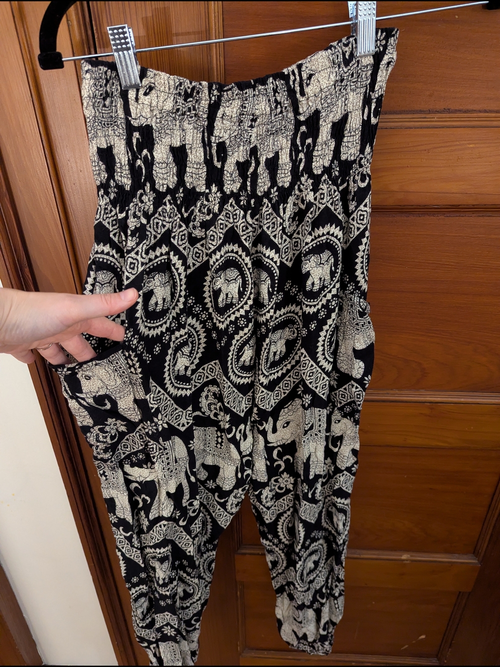 Black & Cream Original Elephant Harem Pants